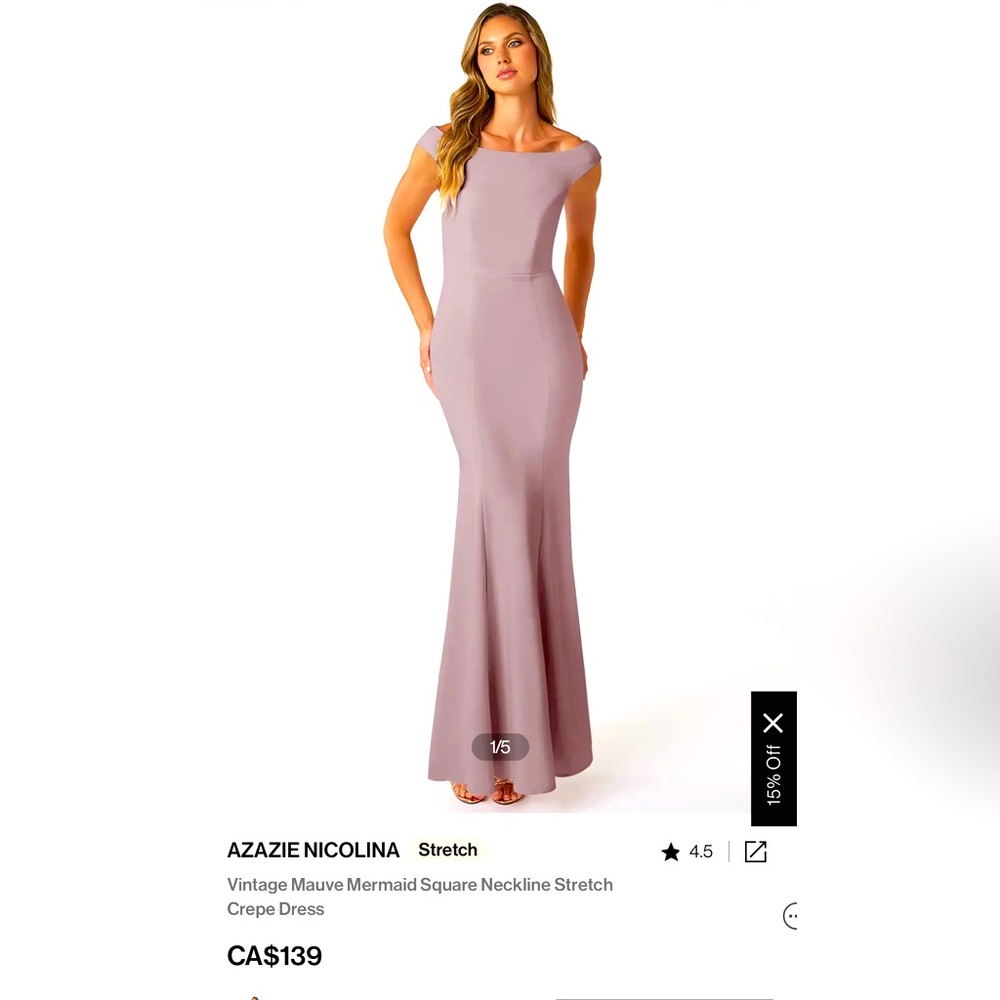 Azazie Nicolina Boat Neck Dress in Vintage Mauve - Size 0 to Size 2